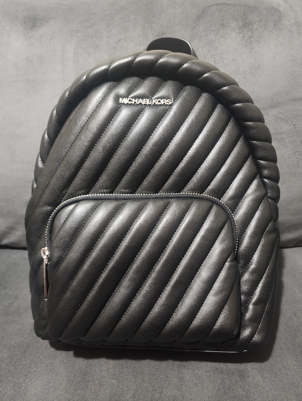 Michael Kors Black Quilted Rope-Trim Backpack - Vegan Faux Leather